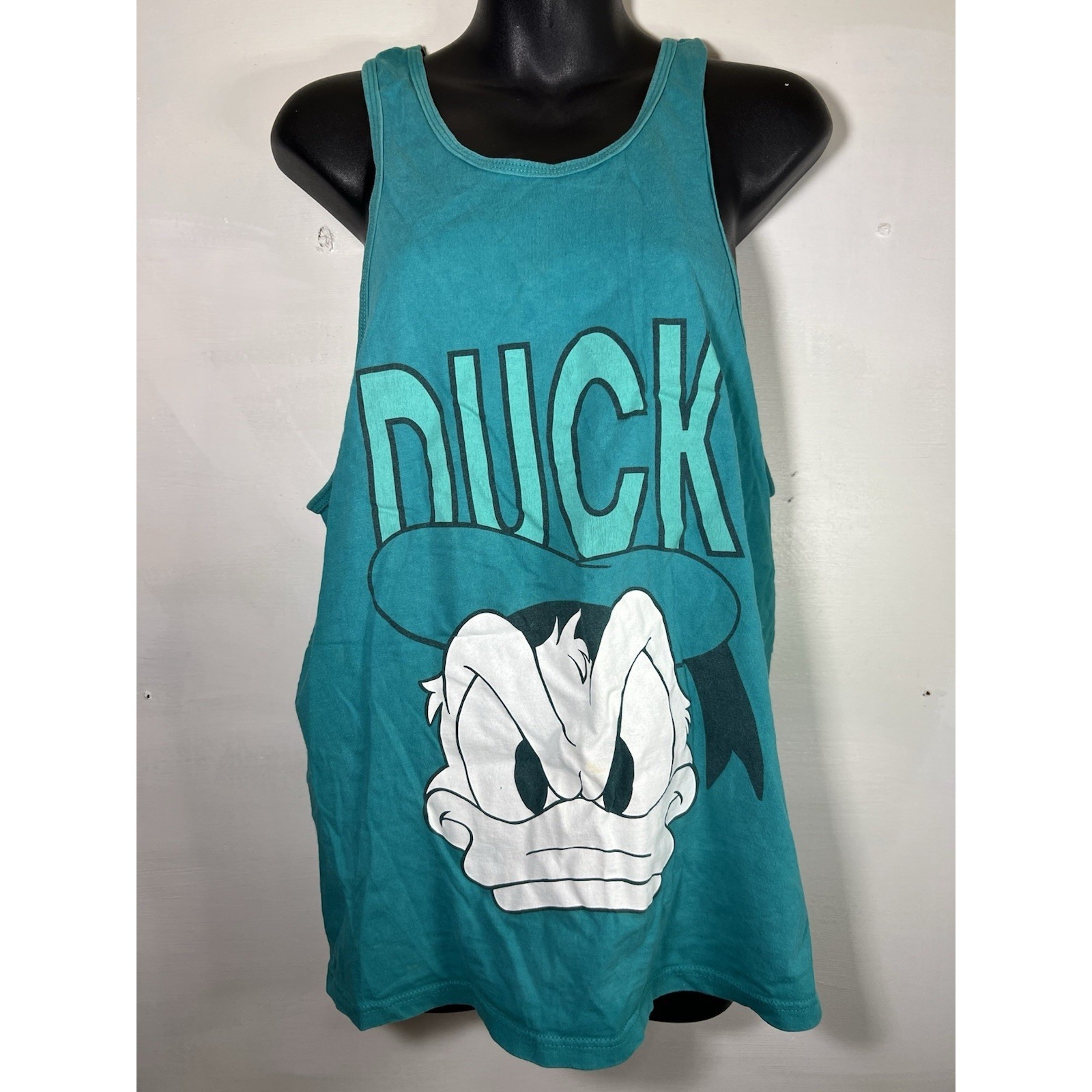 As Is-Small Stain- Vtg Disney Resort Tank Top Donald Duck Green Mens M